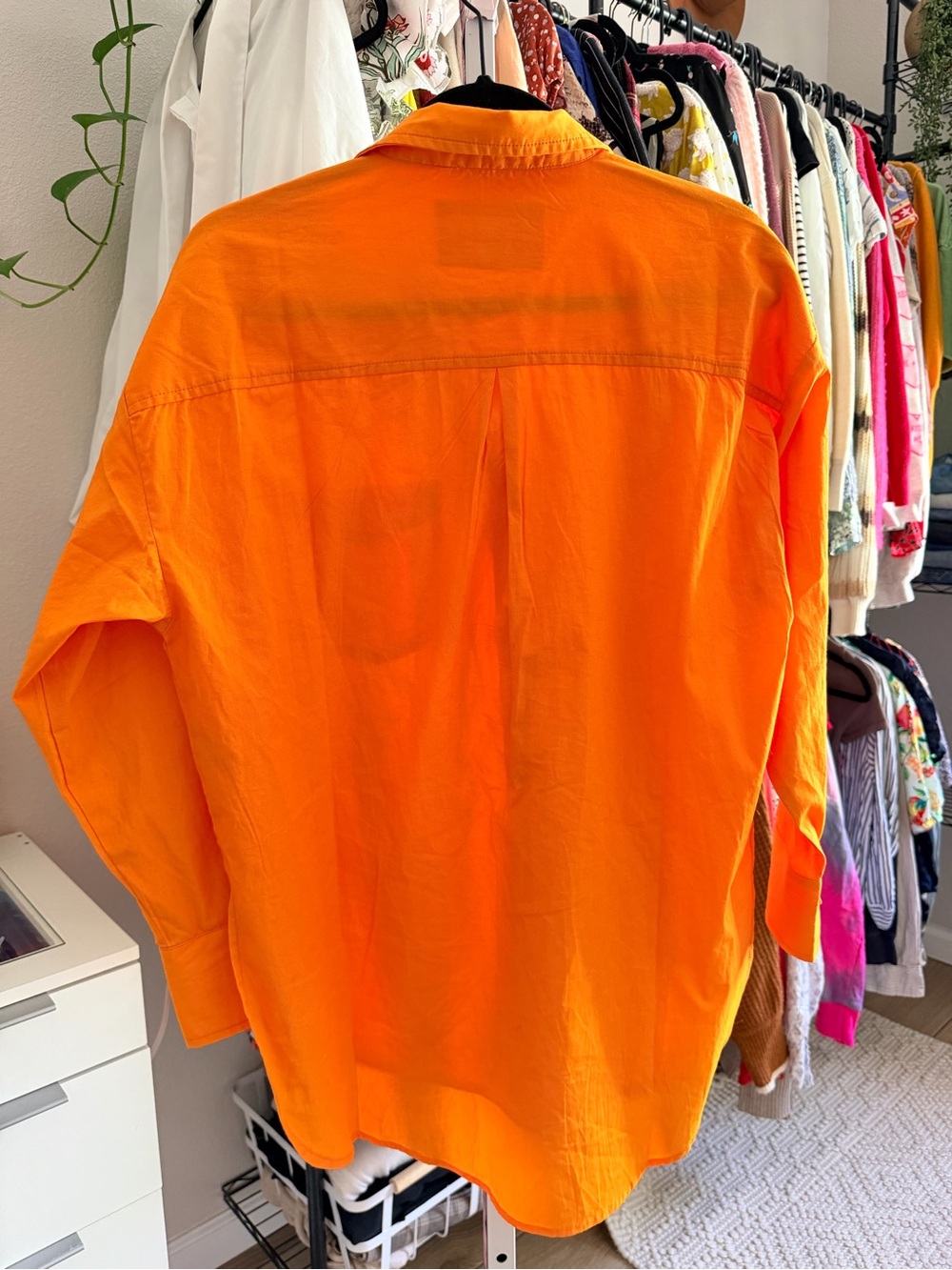 Anthropologie Maeve Oversized Button Down Top Size XS Orange - Picture 3 of 6